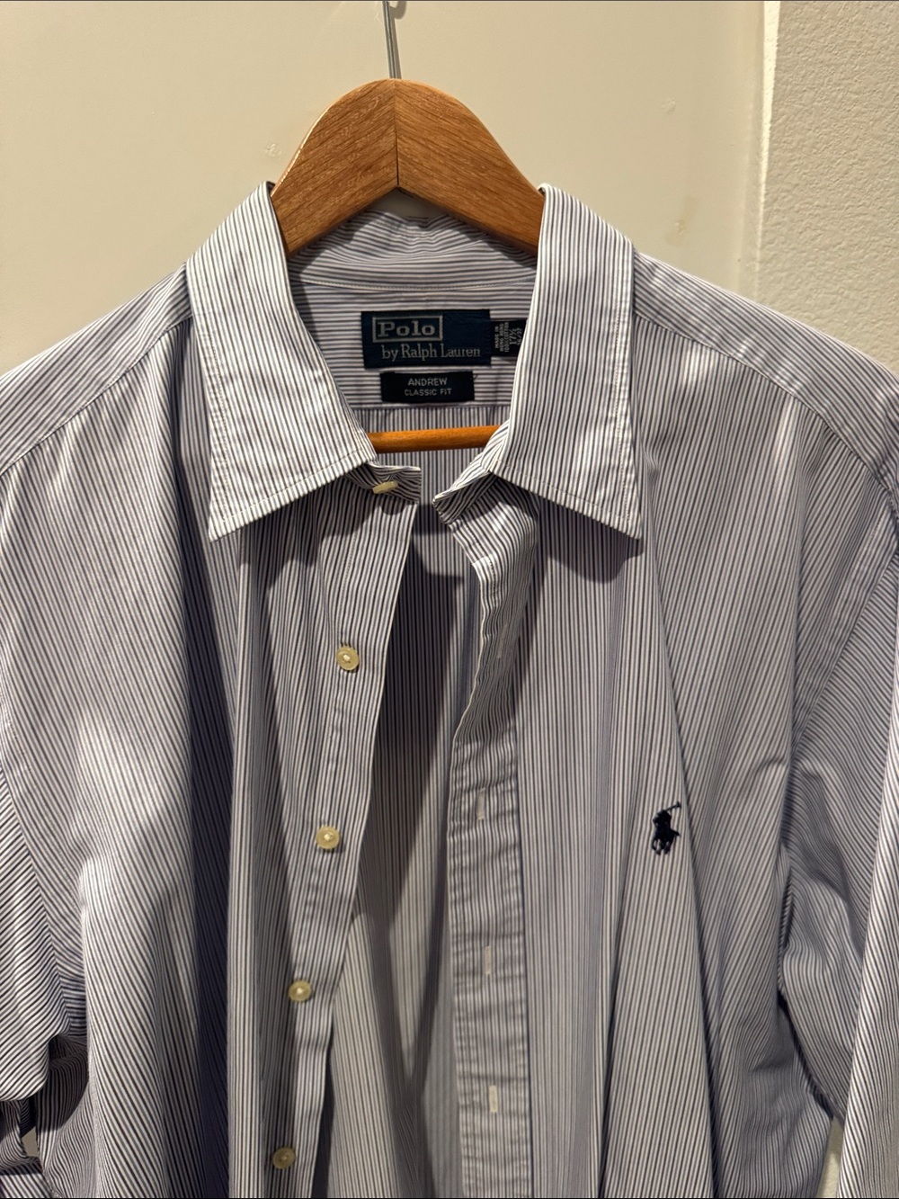 Polo by Ralph Lauren Blue and White Pinstripe Dress Shirt - Picture 1 of 6